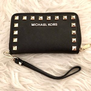 Michael Kors Black Wallet with Gold Studs